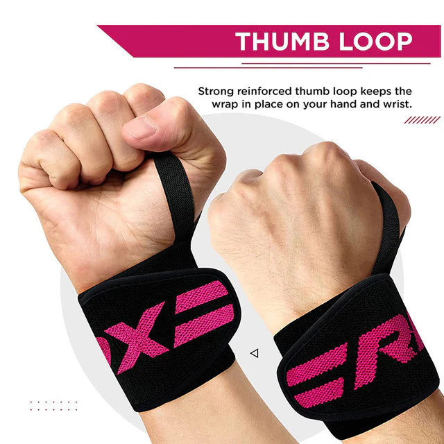 RDX W2 Powerlifting Pink/Black Wrist Wraps