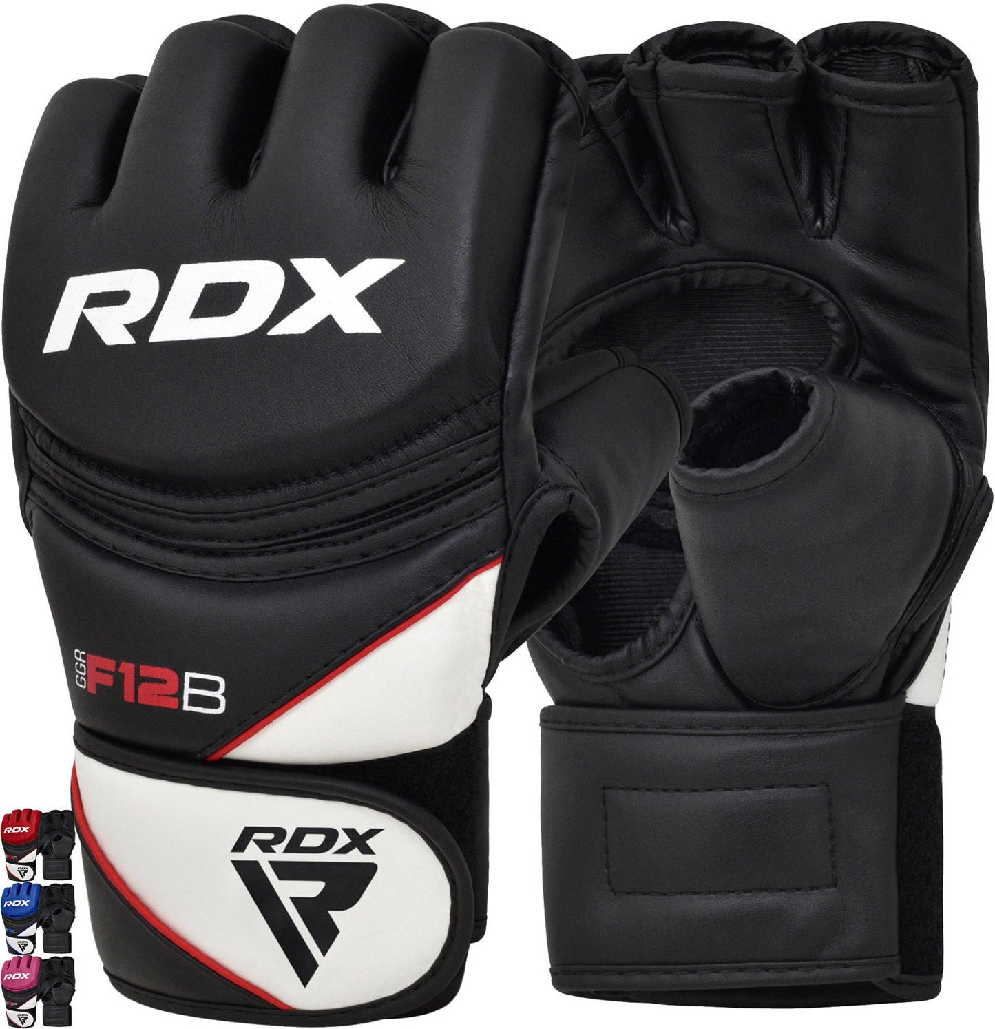 RDX F12 MMA Grappling Open Palm Black Training Gloves