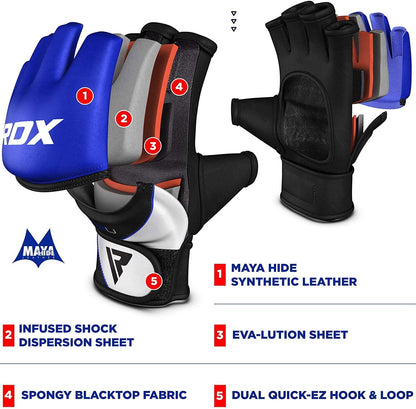 RDX F12 MMA Grappling Open Palm Blue Training Gloves