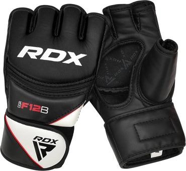 RDX F12 MMA Grappling Open Palm Black Training Gloves