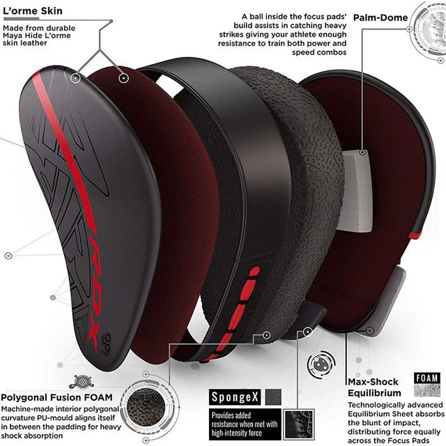 RDX F6 KARA Red Focus Mitts Punch Pads