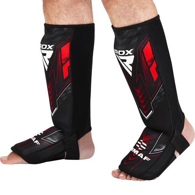 RDX IMMAF Approved Neoprene Red Shin Instep Guards