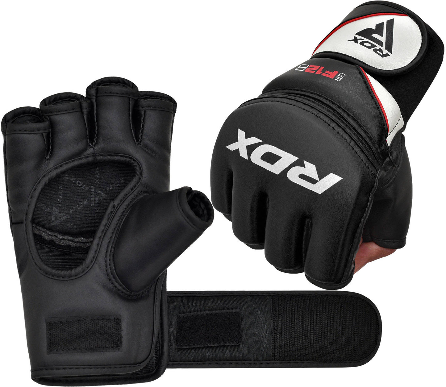 RDX F12 MMA Grappling Open Palm Black Training Gloves