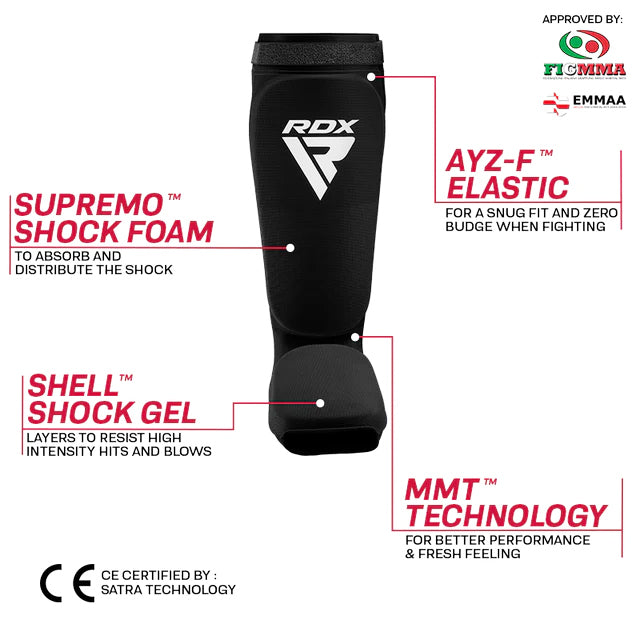 RDX SIB Shin & Instep Guard | OEKO-TEX® 100 Certified | Black/White
