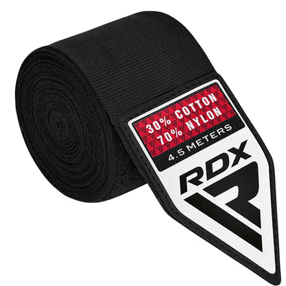 RDX 4.5M Professional Boxing Hand Wraps Black