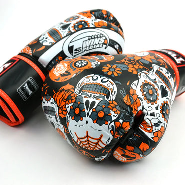 Twins Calaveras Orange Boxing Gloves
