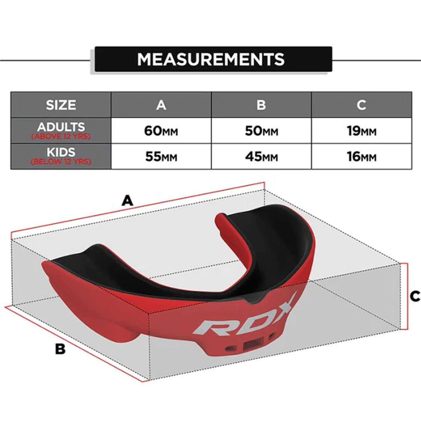 RDX 3w Mouth Guard Adult Red Black