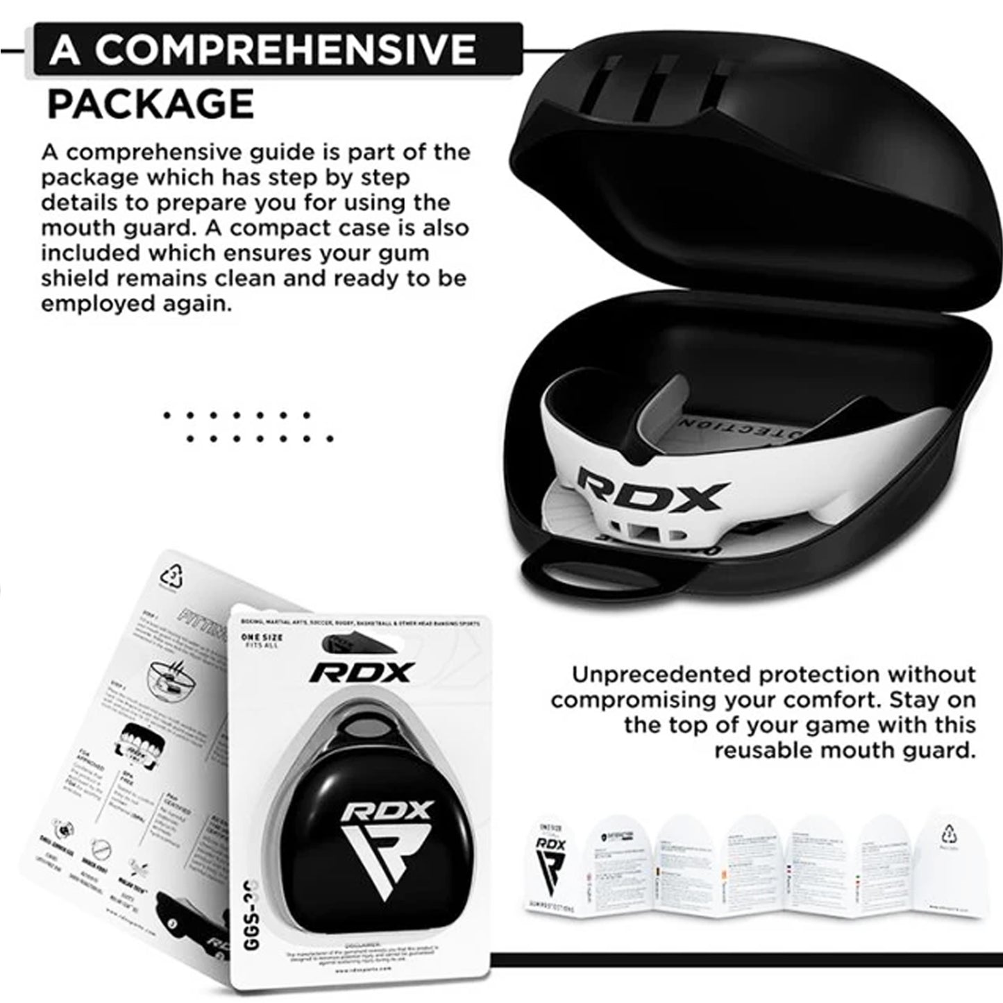 RDX 3w Mouth Guard Adult White Black
