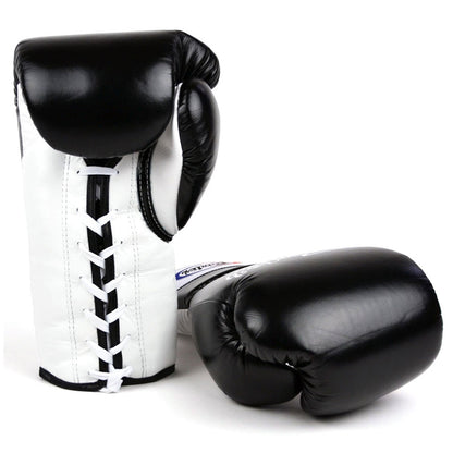 Fairtex BGL3 Lace-up Sparring Gloves - Black-White