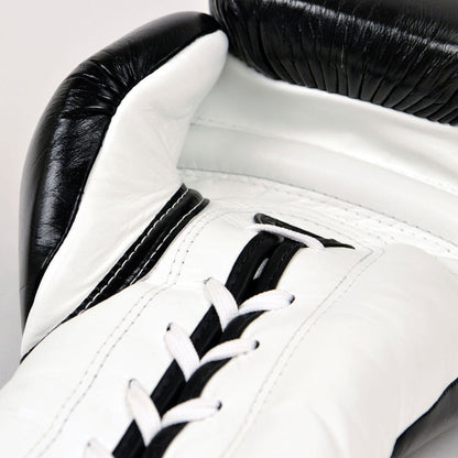 Fairtex BGL3 Lace-up Sparring Gloves - Black-White