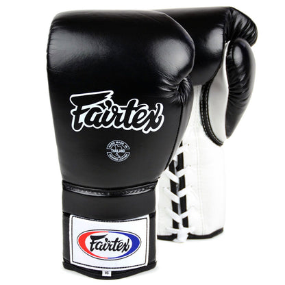 Fairtex BGL3 Lace-up Sparring Gloves - Black-White