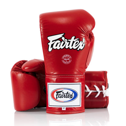 Fairtex BGL6 Lace-up Competition Boxing Gloves - Red