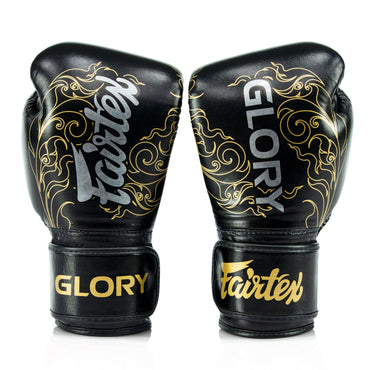 BGVG3 Fairtex X Glory Velcro Boxing Gloves Black-Gold