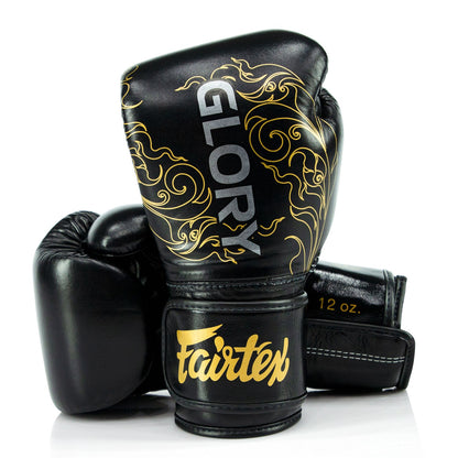 Fairtex X Glory BGVG3 Velcro Boxing Gloves - Black-Gold