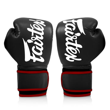 Fairtex BGV14 Microfibre Boxing Gloves - Black (Red Trim)