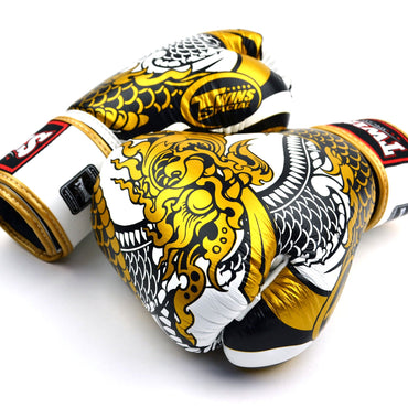 Twins Special FBGVL4-52 Boxing Gloves - Nagas - White-Gold