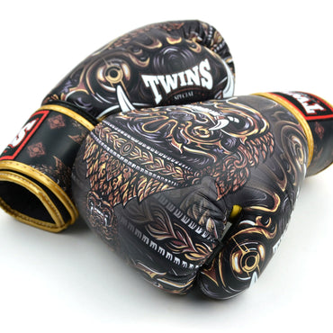 FBGVL4-63 Twins Yakthai Boxing Gloves Black-Gold