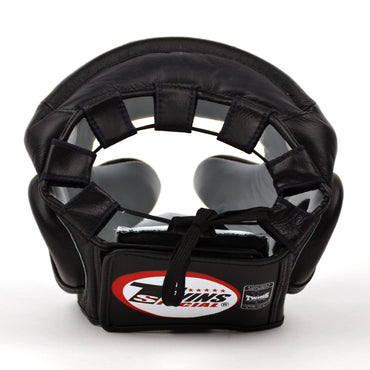 Twins Special HGL3 Leather Sparring Headguard - Black