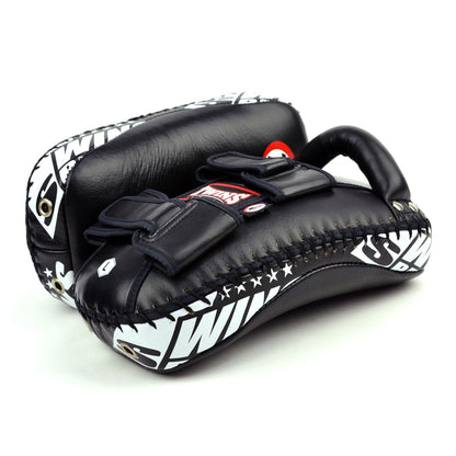 KPL10 Twins Curved Leather Thai Kick Pads Black