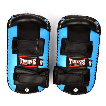 Twins Special KPL10 Curved Leather Thai Kick Pads - Light Blue-Black
