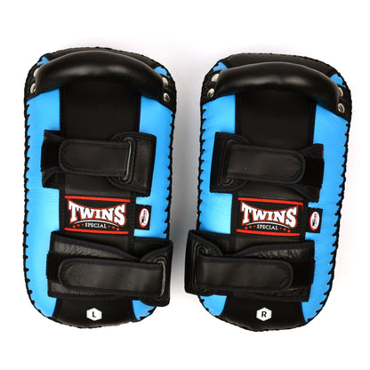 Twins Special KPL10 Curved Leather Thai Kick Pads - Light Blue-Black