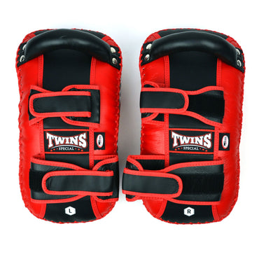 Twins Special KPL10 Curved Leather Thai Kick Pads - Red-Black