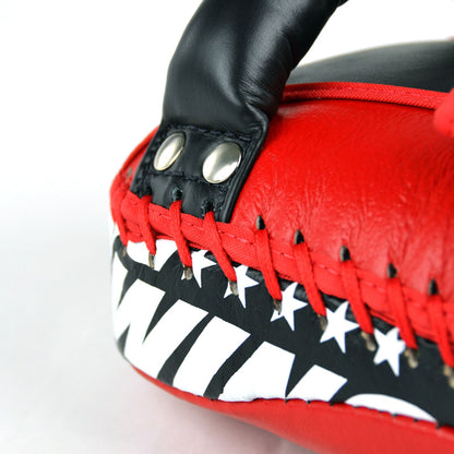 KPL10 Twins Curved Leather Thai Kick Pads Red-Black