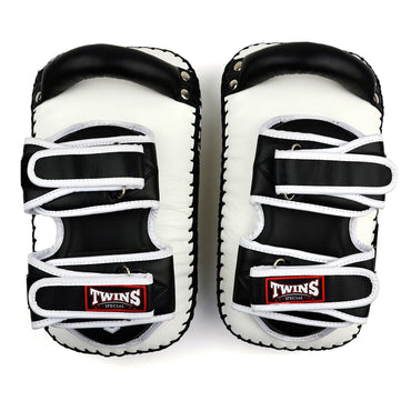 Twins Special KPL12 Deluxe Curved Leather Kick Pads - White-Black