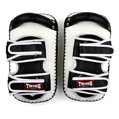 Twins Special KPL12 Deluxe Curved Leather Kick Pads - White-Black