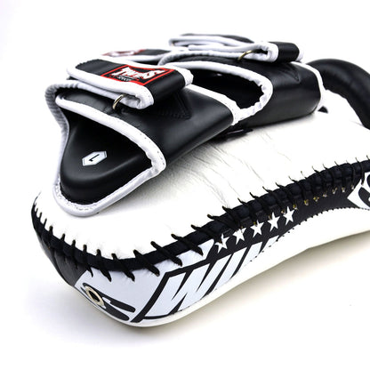 Twins Special KPL12 Deluxe Curved Leather Kick Pads - White-Black