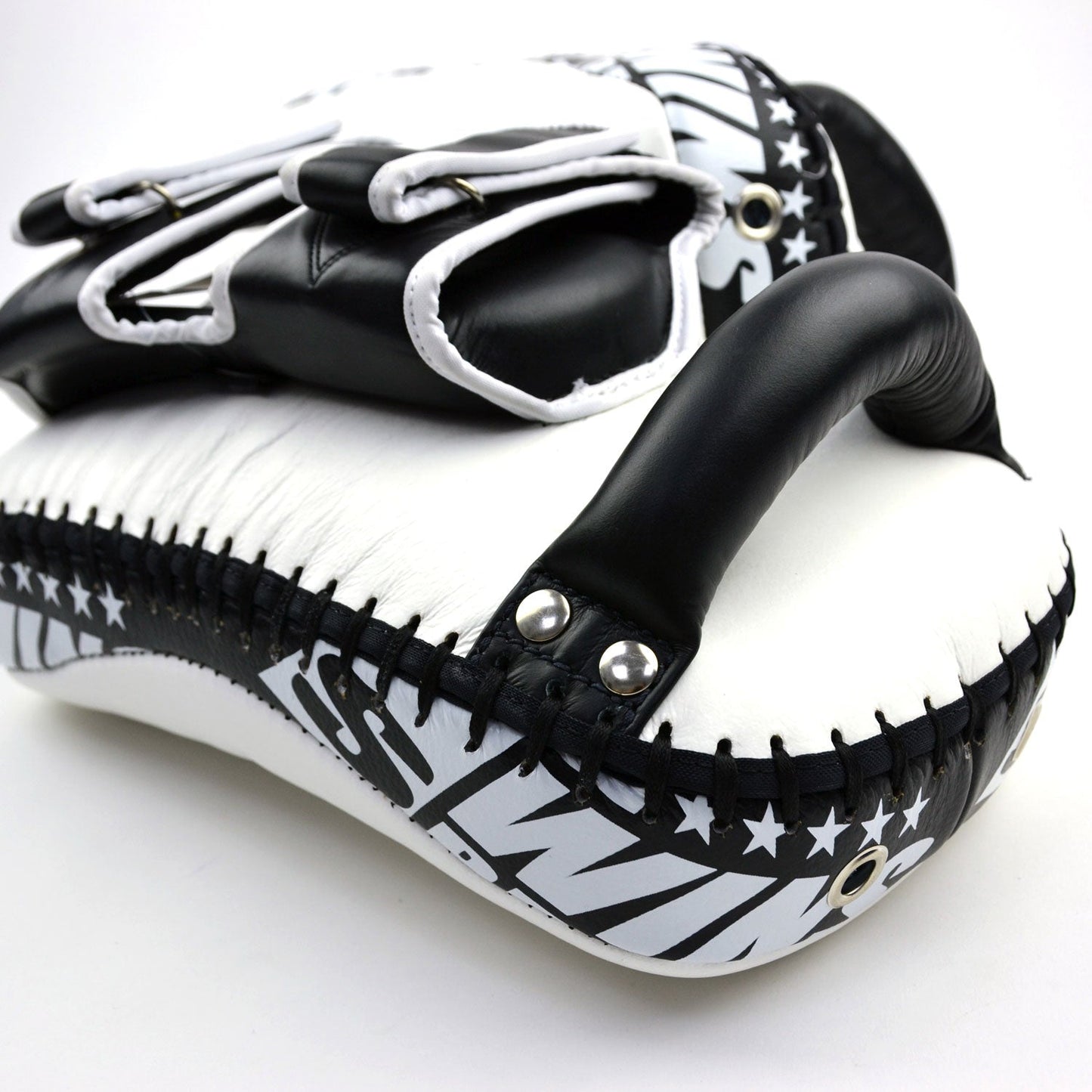 Twins Special KPL12 Deluxe Curved Leather Kick Pads - White-Black