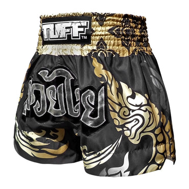 TUFF Muay Thai Shorts - MS631 - Thai King Of Naga Black