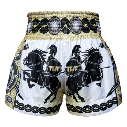 MS634 TUFF Muay Thai Shorts Golden Gladiator in White