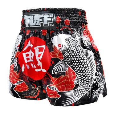 TUFF Muay Thai Shorts - MS638 - Black Japanese Koi Fish