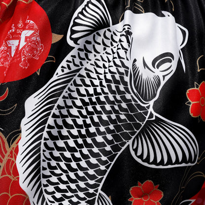 TUFF Muay Thai Shorts - MS638 - Black Japanese Koi Fish