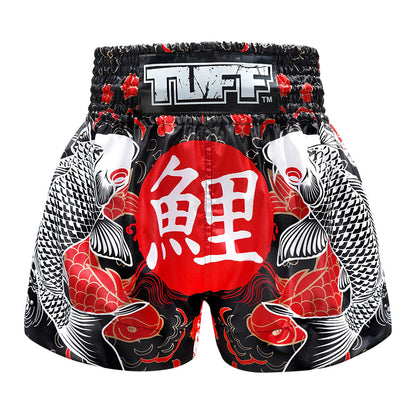TUFF Muay Thai Shorts - MS638 - Black Japanese Koi Fish