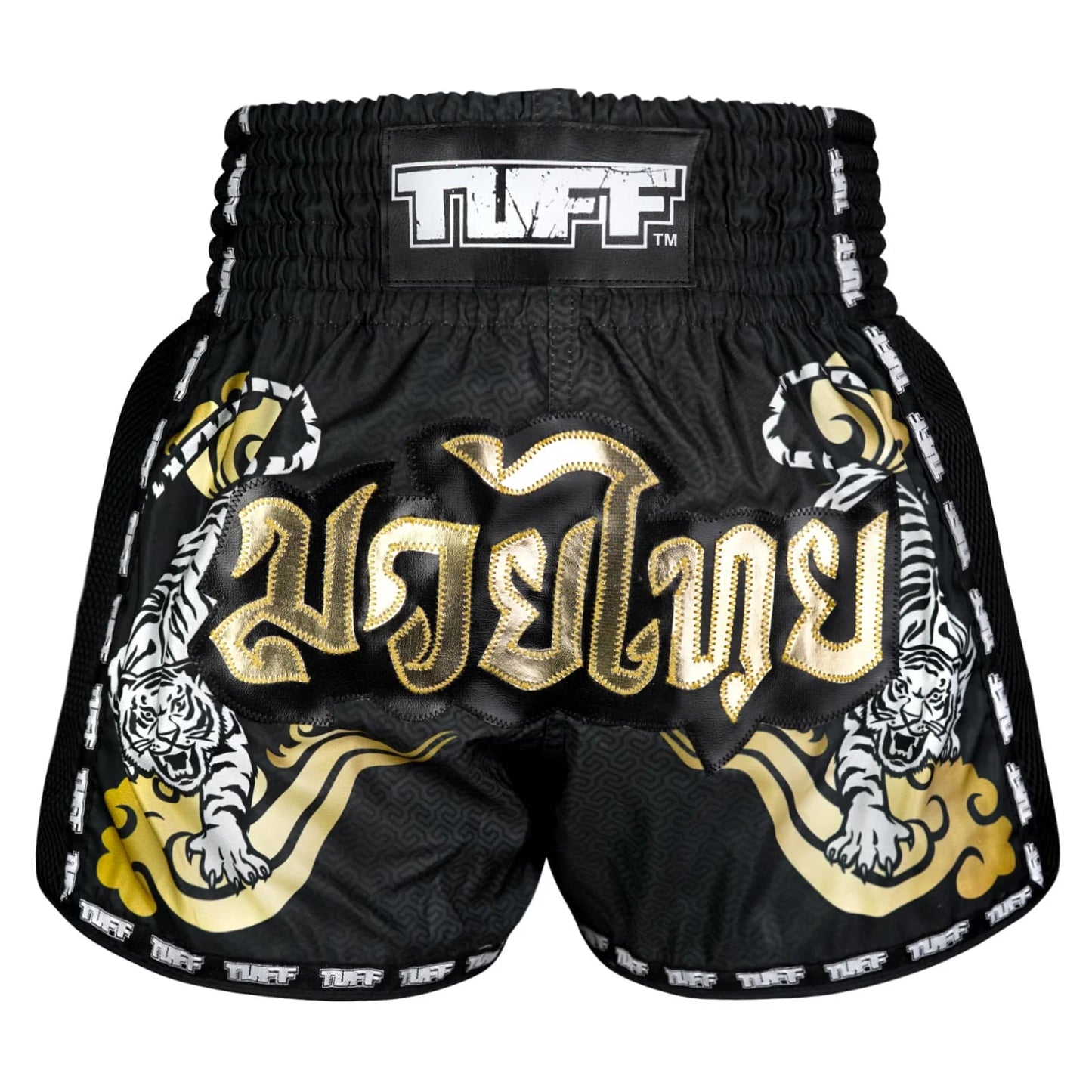 TUFF Muaythai Shorts Retro Style - MSC120 - Black Twin Tiger