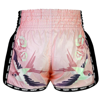 TUFF Muaythai Shorts Retro Style - MSC123 - Pink Birds With Roses