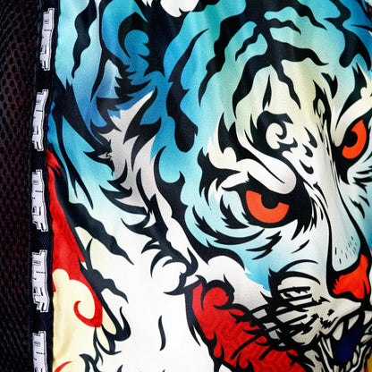 MSC126 TUFF Muaythai Shorts Retro Style Red Furious Tiger