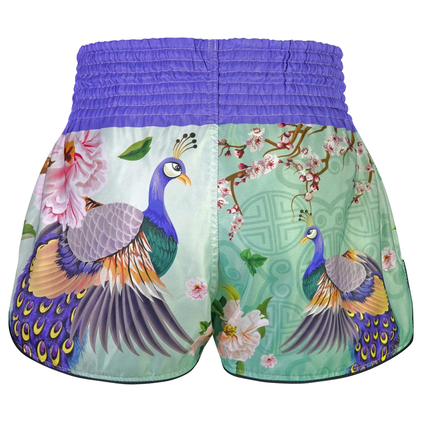 RMS112 TUFF High-Cut Retro Muaythai Shorts Yugana Kujaku The Elegance Peacock