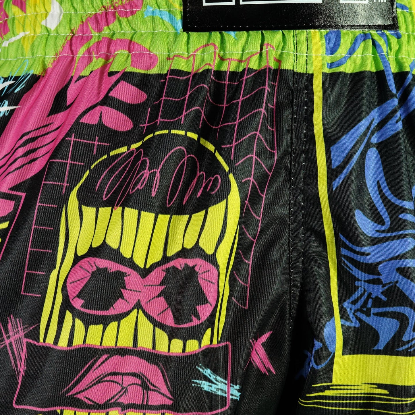 RMS119 TUFF High-Cut Retro Muaythai Shorts Neon Graffiti