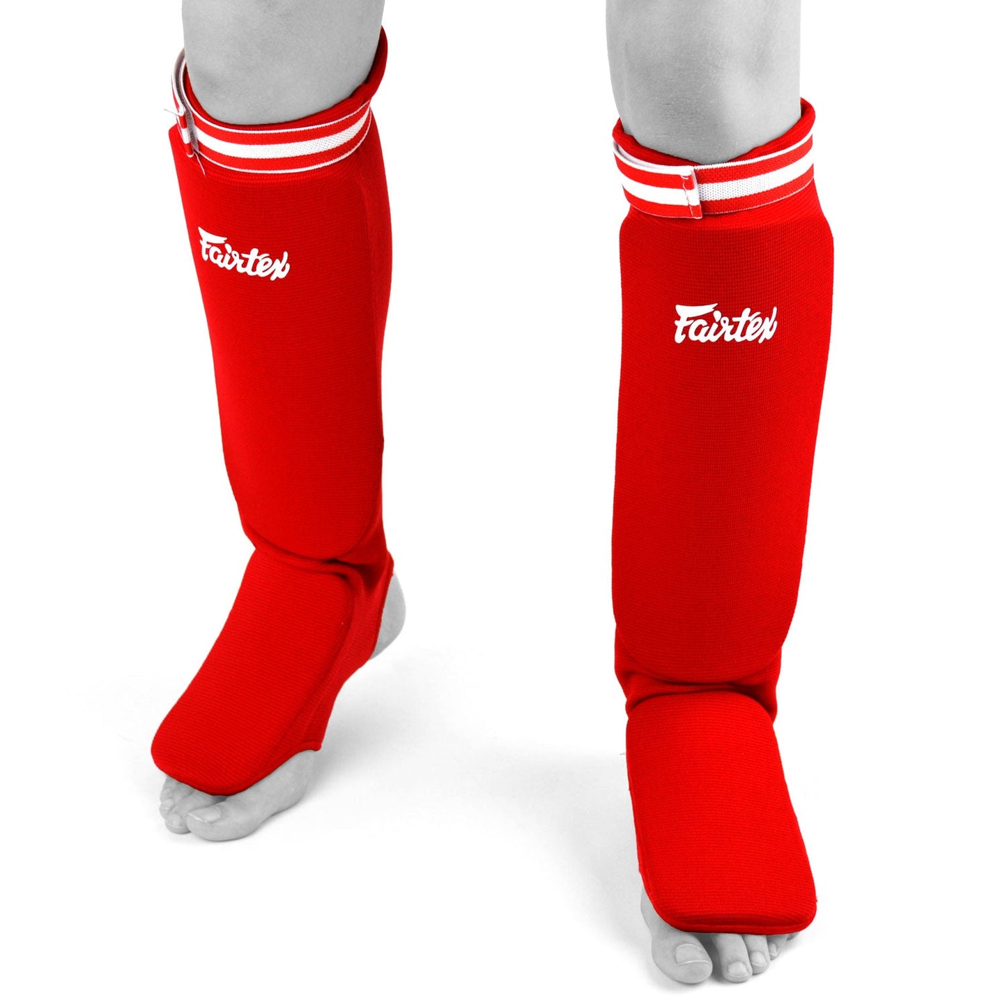 SPE1 Fairtex Elastic Competition Shin Pads Red